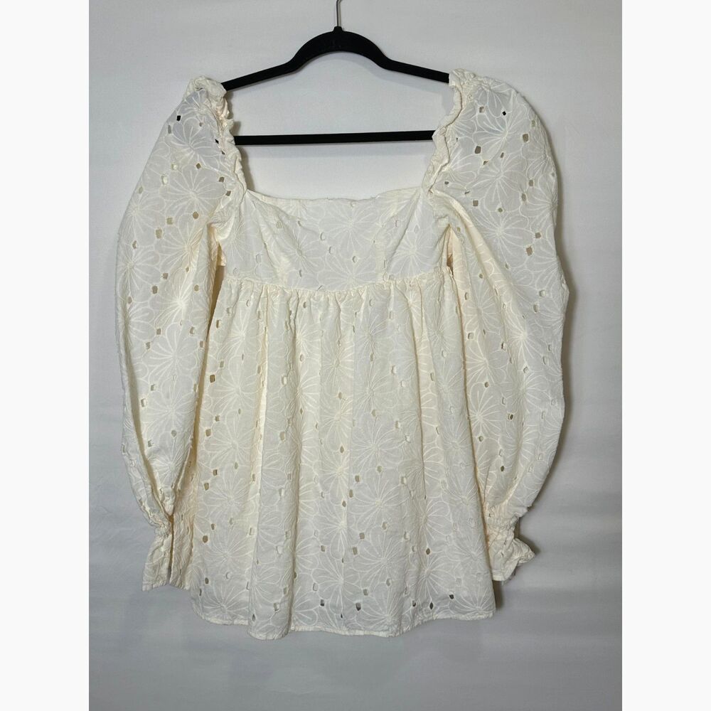 Lovers & Friends The Devy Mini Dress Cream Eyelet Lace Open Back Tie Size XS